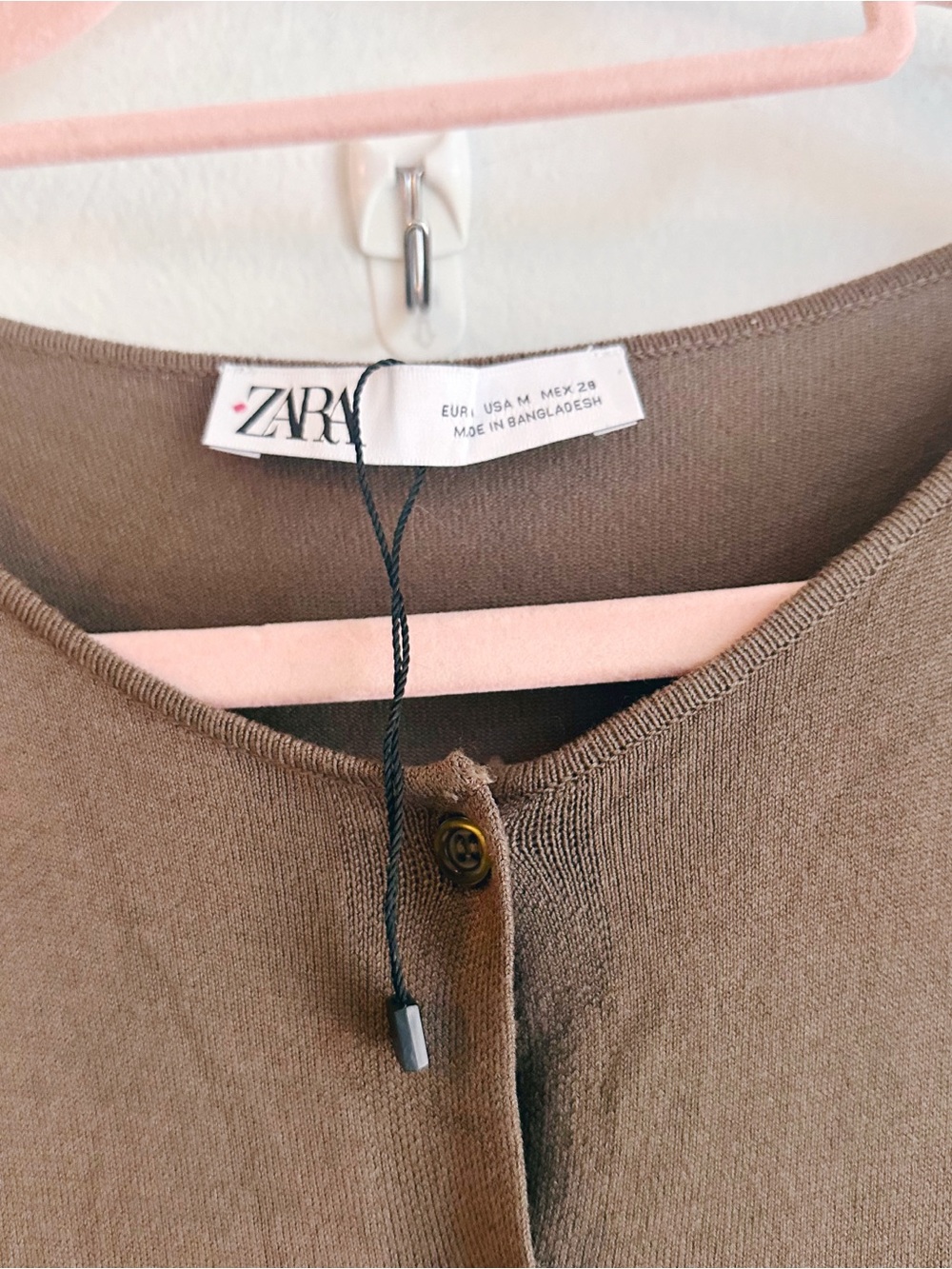 Zara knit midi button down dress Olive brown color NEW NWOT US medium minimalist - Picture 8 of 10